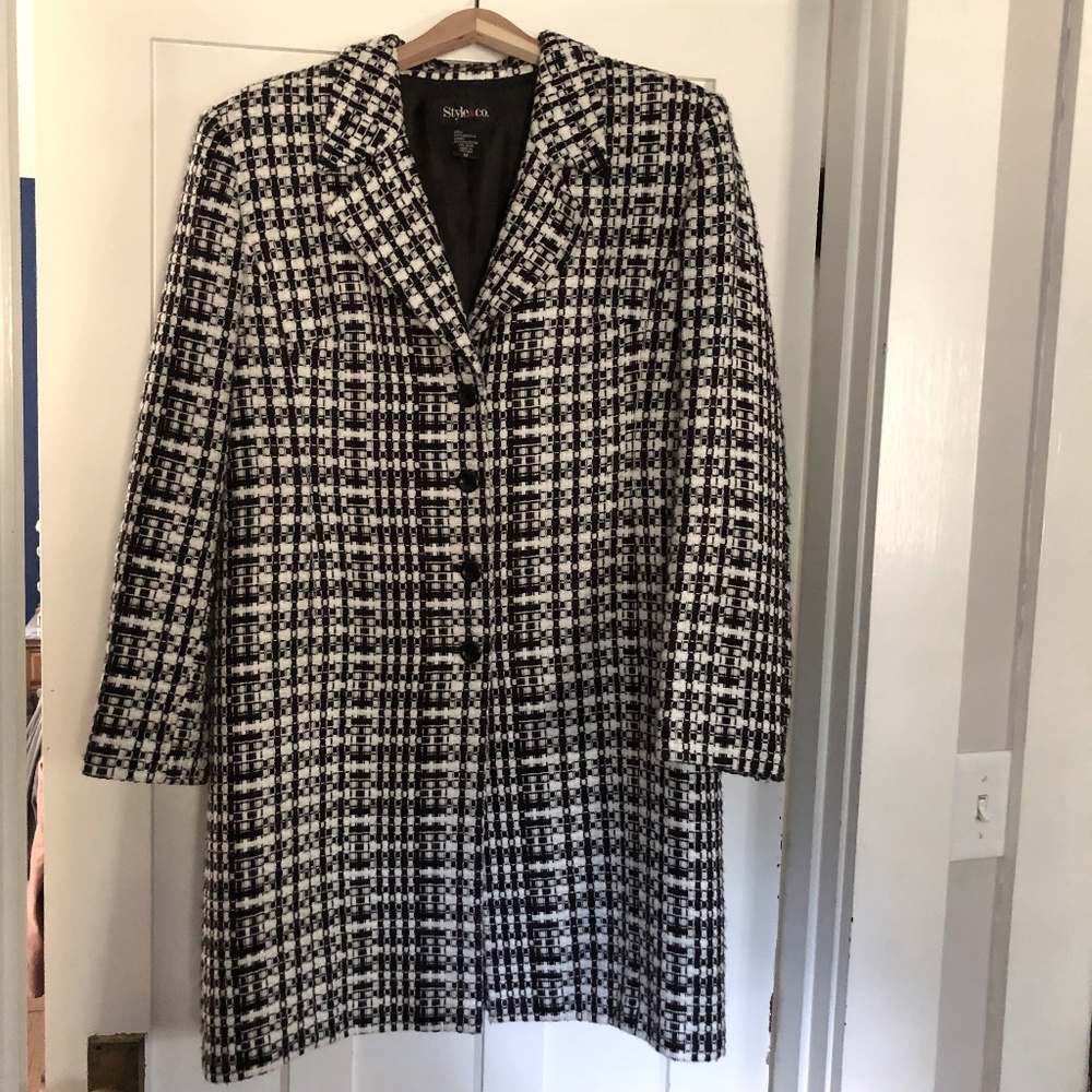 Houndstooth Style & Co. long jacket
